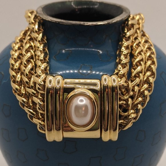 Joan Rivers Jewelry - Vintage Joan Rivers 3-Strand Gold & Pearl Bracelet